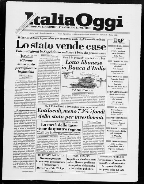 Italia oggi : quotidiano di economia finanza e politica